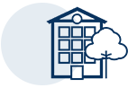 Building with tree HVAC icon
