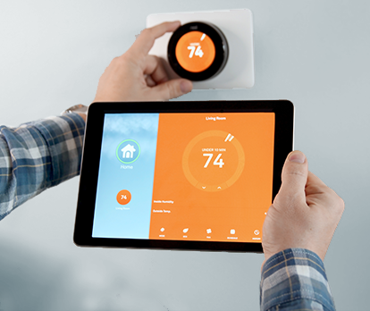 Smart thermostat tablet control setup